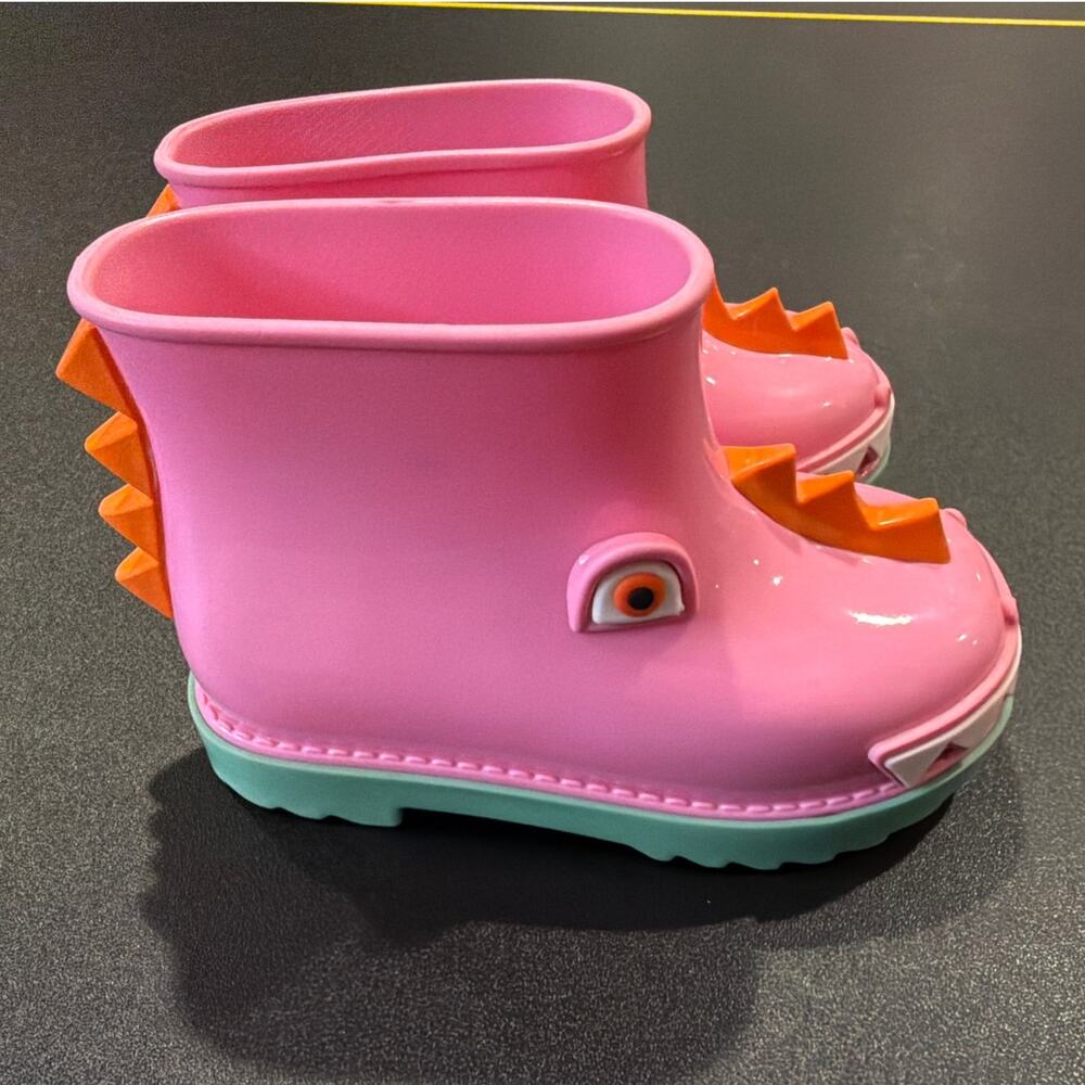 Mini Melissa Pink Dinosaur Rain Boots Toddler Girls Size 7C - Picture 3 of 5